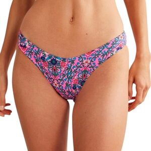 Boden Festival Pink Vine Terrace Curved Top Bikini Bottom 16-18